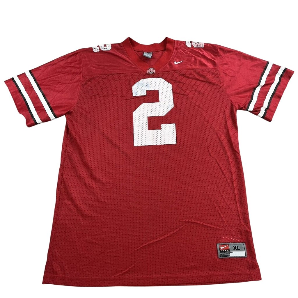 Vtg Ohio State University Boys Xl Distressed Football Nike Jersey Red #2 Y2k Fan